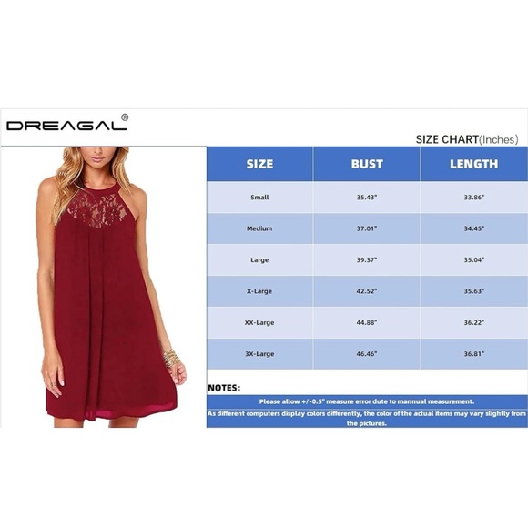 NWT Women's Sleeveless Lace Patchwork Loose Casual Mini Chiffon Dress. Medium - Picture 8 of 8